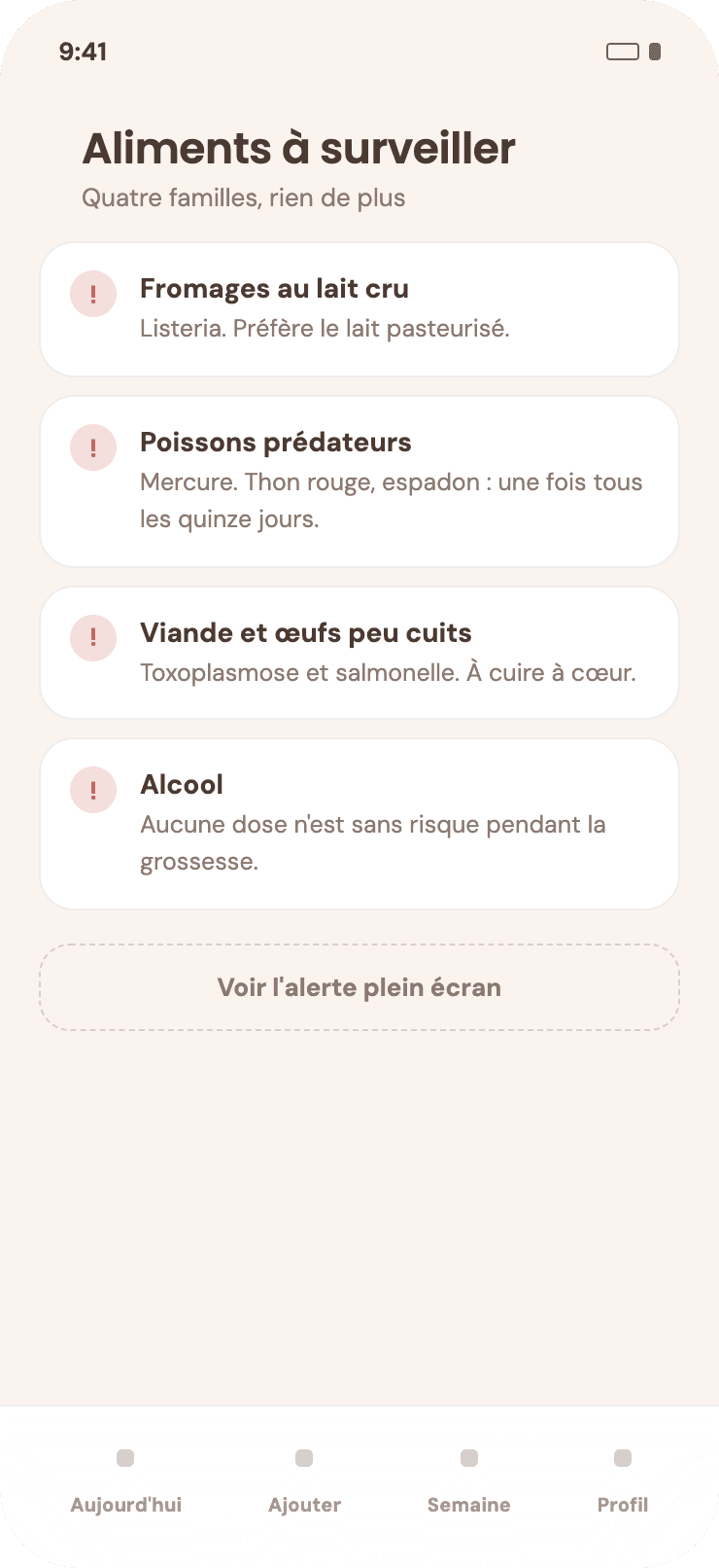 Alerte de Pitchoun sur un aliment déconseillé pendant la grossesse.